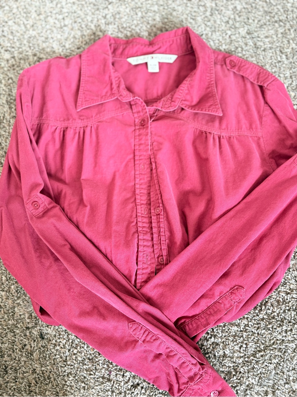 Tommy Hilfiger Women's Rose Pink Button-Down Blouse